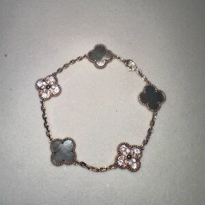 Natural grey mother of pearl with moissanite bracelet